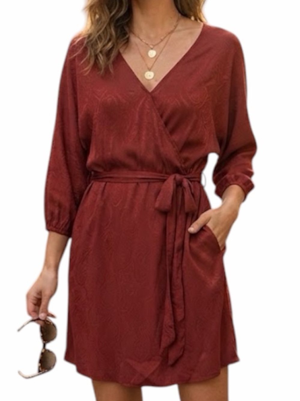 MASSIMO DUTTI Red Floral Paisley Cupro Silky Midi Dress Boho Quiet Luxury M